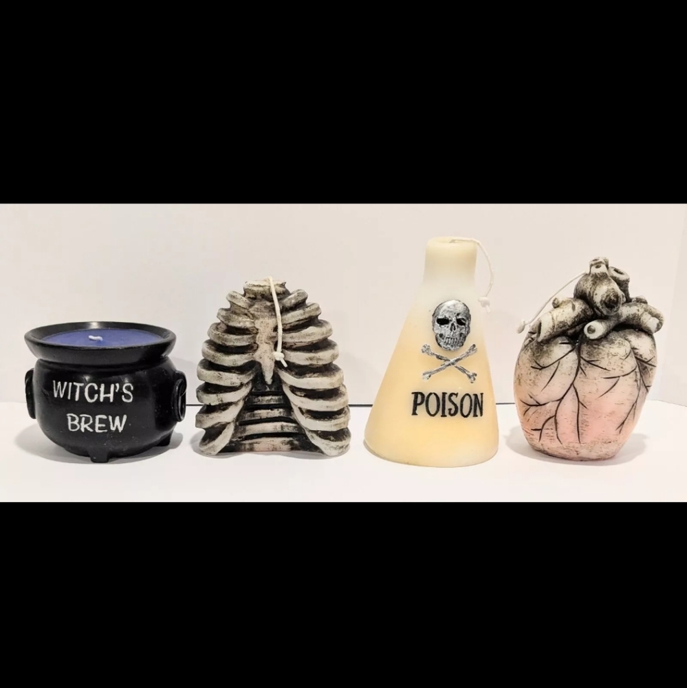 Halloween Bleeding Wax Candle Set: Human Ribs, Poison, Witches Brew, Human Heart